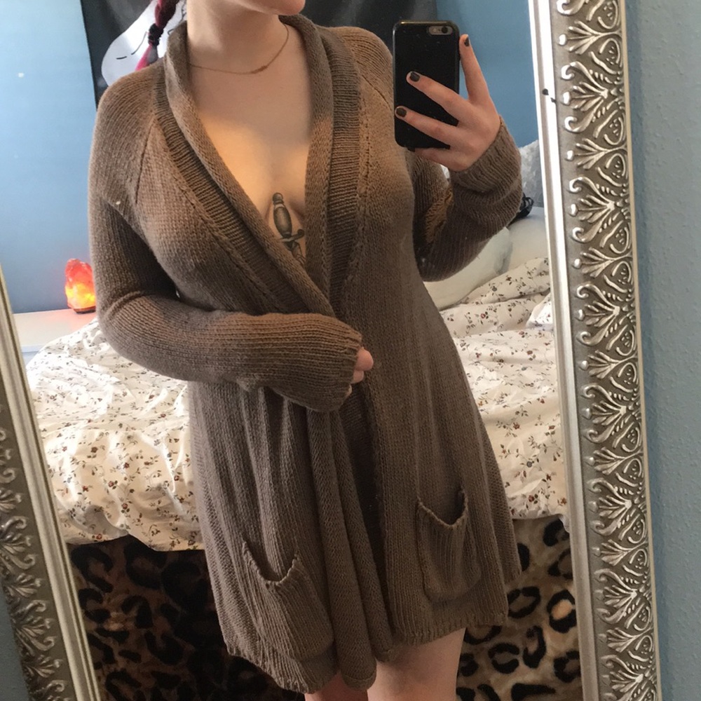 Long knit cardigan